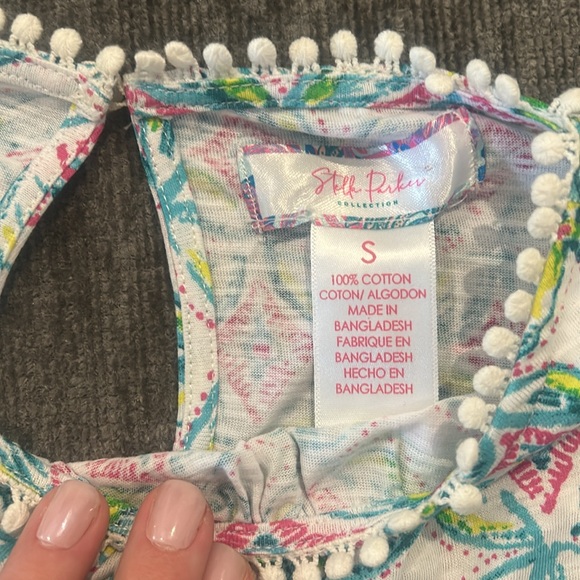 NWT Stella Parker Blouse Geoprint (white pink yellow blue) size small - Picture 2 of 6